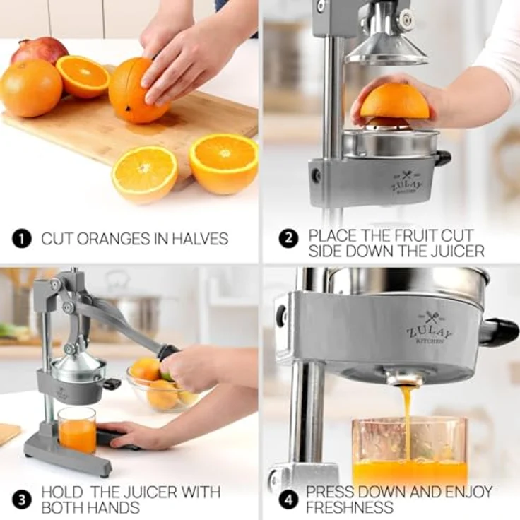 Zulay Kitchen Orangensaftpresse aus Gusseisen, professionelle Zitruspresse mit 12,7 cm Becher, leicht zu reinigen und langlebig aus Edelstahl – Bild 5