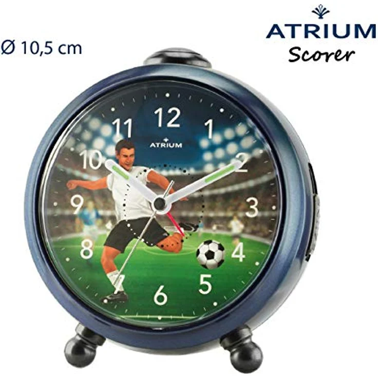 ATRIUM Kinderwecker Scorer Fußballer, Analog Quarz mit Snooze-Funktion und Licht, Dunkelblau/Grün/Schwarz, Modell A932-5 – Bild 3