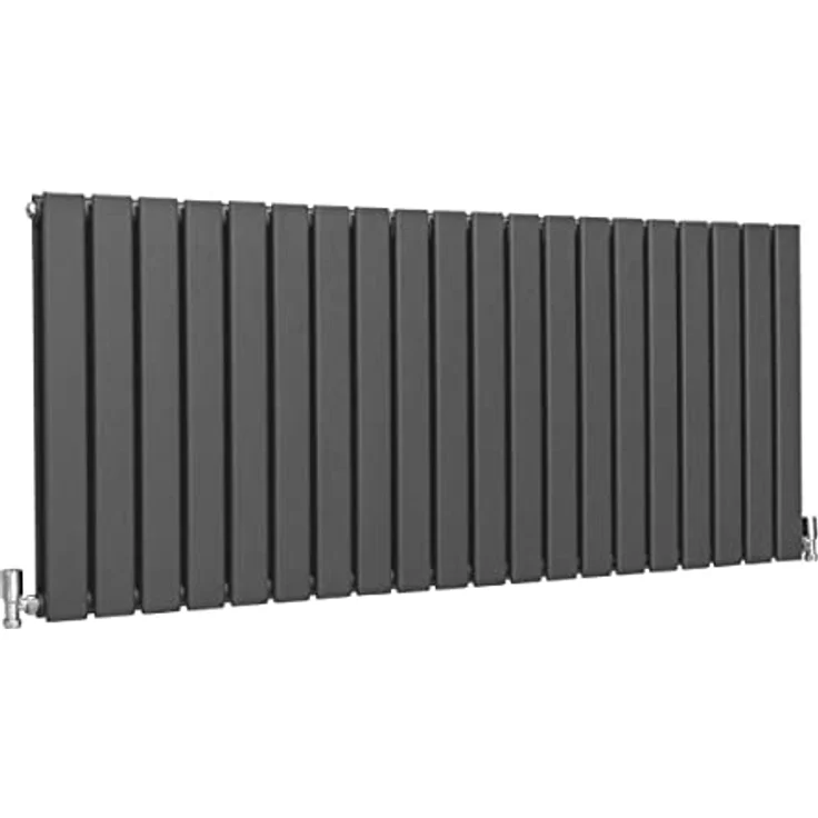 Paneelheizkörper Flachheizkörper Design Heizkörper Heizung 60cm x 140cm Anthrazit Grau Horizontal Heizgerät Doppellagig Wandheizkörper Küche Wohnzimmer Badezimmer Reinigungsbürste und Befestigungsset – Bild 2