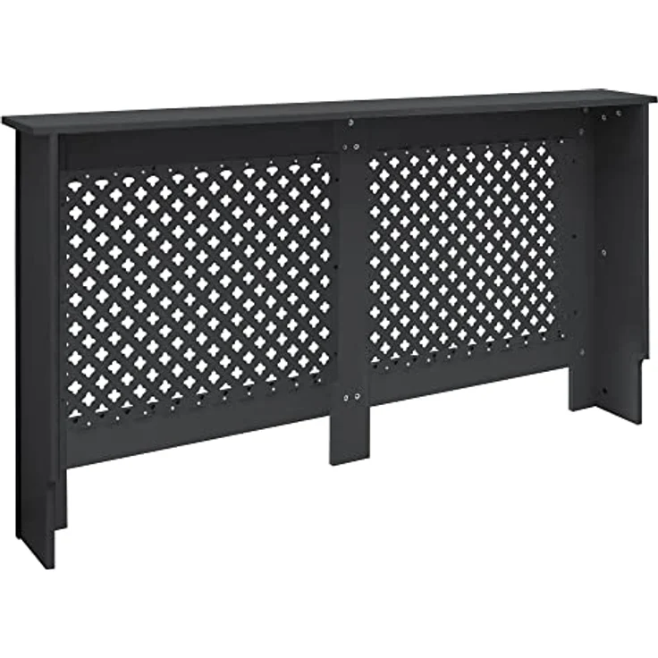 ECD Germany Heizkörperverkleidung mit Wabenmuster 152x19x82cm Anthrazit aus MDF lackiert - Stillvolles Landhaus-Design, nützliche Regaloberfläche, einfache Montage – Bild 3