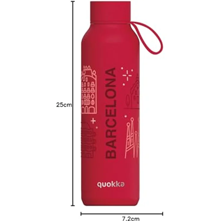 Quokka Solid with Strap, Edelstahl Trinkflasche 630 ml, BPA-frei, isoliert, Cherry Red – Bild 2