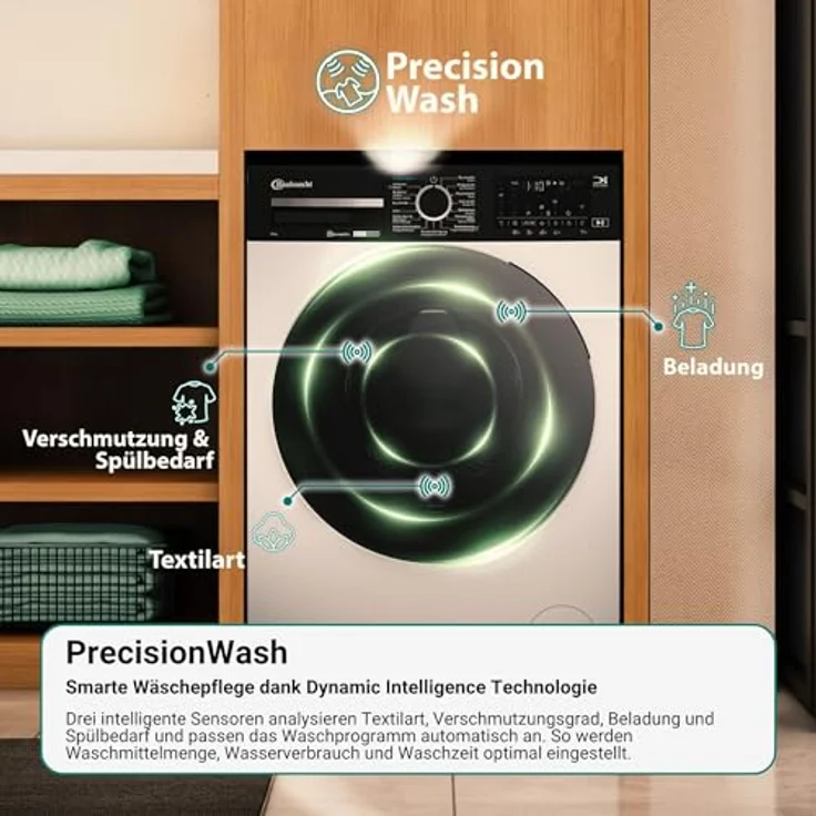 BAUKNECHT B WM 10A11 BC, Waschmaschine mit 10 kg Fassungsvermögen, 1.351 U/Min., Energieeffizienz A, Adaptive Wash, PrecisionWash und Steam Therapy – Bild 3