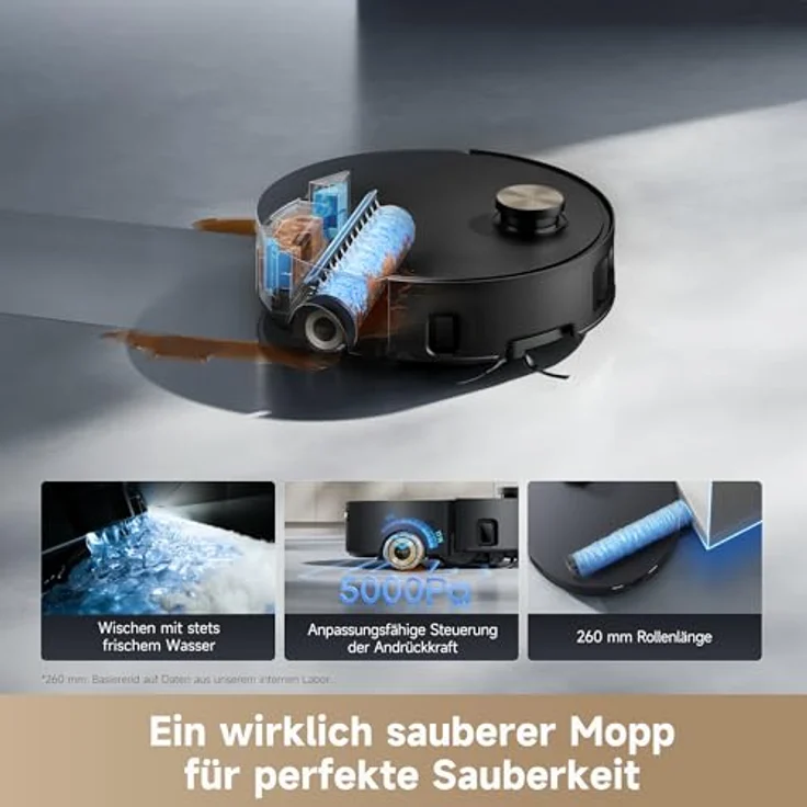dreame Aqua10 Roller-Saugroboter mit AquaRoll-Wischer, 30.000 Pa Saugkraft, 6 cm Hindernisüberwindung, automatischer Leerung und Selbstreinigung – Bild 3