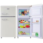 Merax Table Top Kühlschrank Retro Kühl-/Gefrierkombination BCD-100C, 72 Liter, Metall Türgriff, 91 cm hoch, 45 cm breit