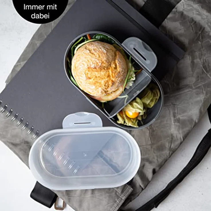 Moritz & Moritz Lunchbox Moritz & Moritz Mix Brotdosen dunkel, (3er Set, 6-tlg), Mix & Match - mit Fächern – Bild 6