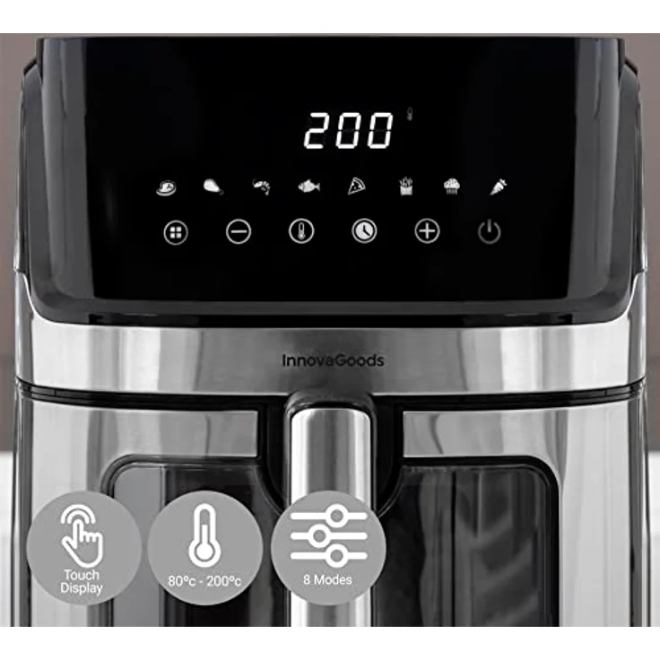 InnovaGoods® Heißluftfritteuse 6,5L, airfryer 1700W, 100 Rezepten auf DE, heissluftfriteuse mit 8 Programmen, Berührungsbildschirm, Fenster und 360° Luftstrom, air fryer ideal für 4-6 Personen - Preisvergleich – Bild 2