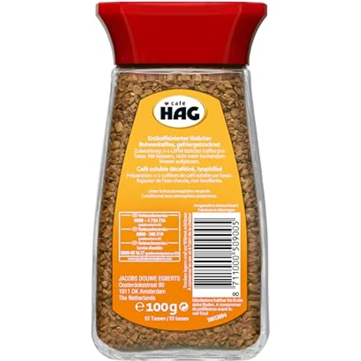 Cafe HAG klassisch mild Glas, entkoffeinierter löslicher Bohnenkaffee, 100g – Bild 3