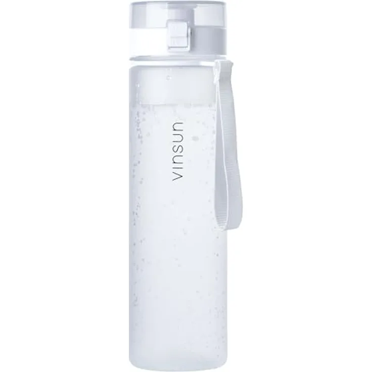 VINSUN Trinkflasche 1L weiß - auslaufsicher, Kohlensäure geeignet, BPA frei, Tritan, Einhandbedienung - Leichte Wasser Flasche für Sport, Schule, Uni, Fahrrad