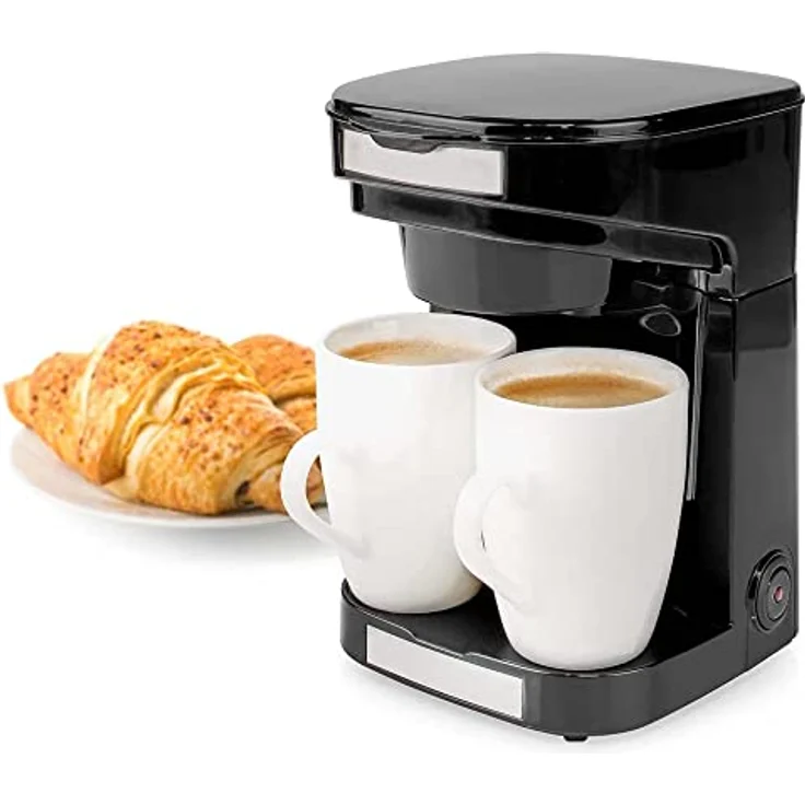 TronicXL Kleine 1-2 Tassen Kaffeemaschine + 2x Tasse + Dauer Filter I Mini Kaffee Maschine I Kompakt Filterkaffee Filterkaffeemaschine schwarz – Bild 1