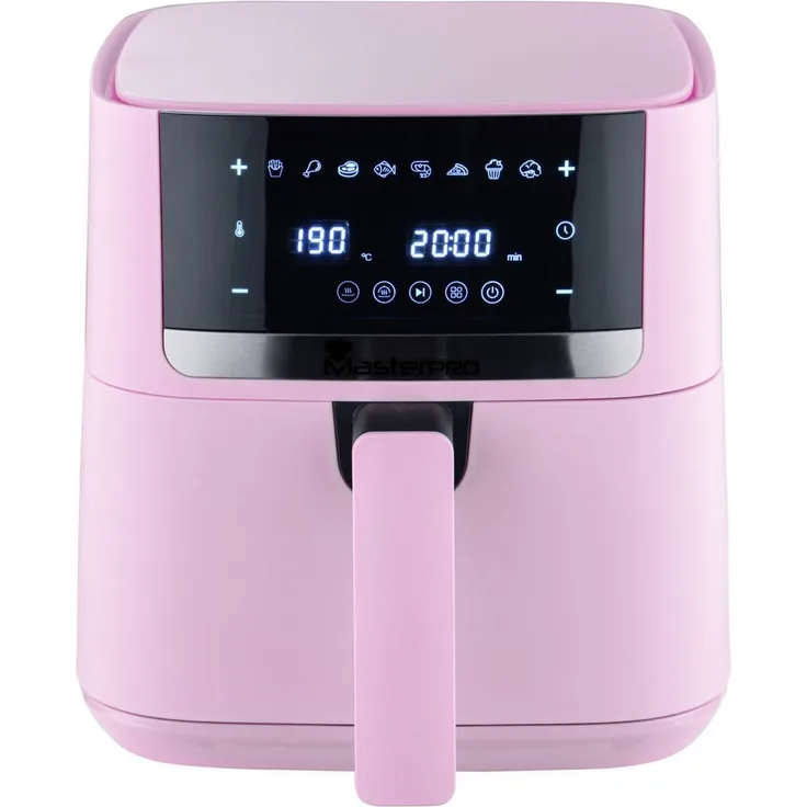 MasterPRO Heißluftfritteuse, 4 Liter, 1350 Watt, modernes Design in Rosa, Öl-freies Frittieren