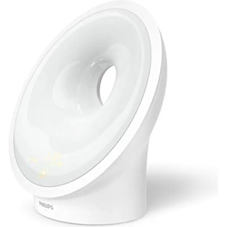 Philips Sleep & Wake-up Light, farbige Sonnenaufgangssimulation, 25 Lichtstärken, mehrere Töne und Musik, Mitternachtslicht, Entspannungs- und Atemfunktion (Modell HF3651/01)