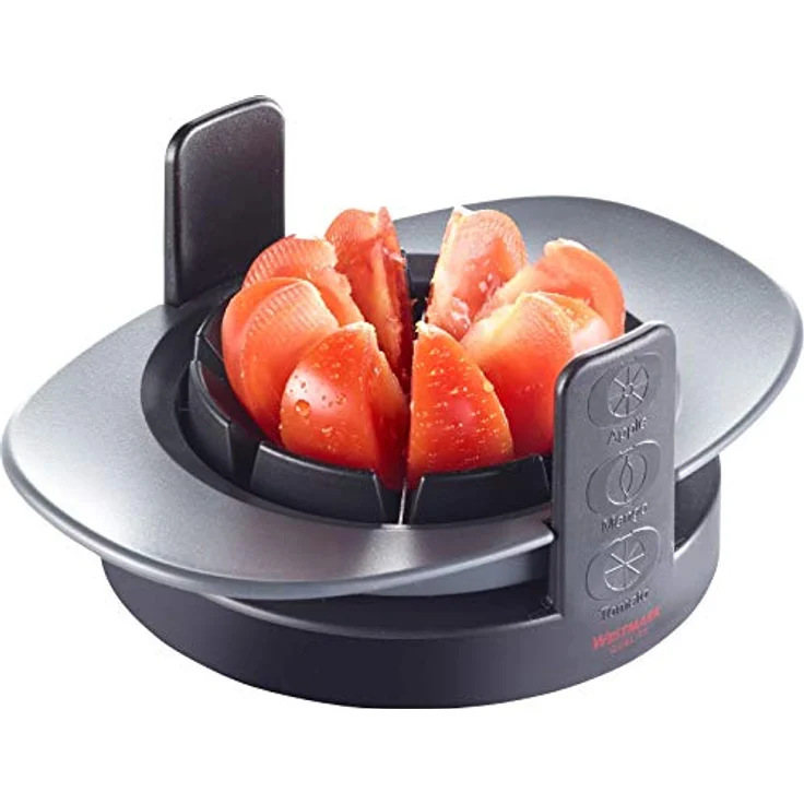 Westmark Apfel--Tomaten--Mangoschneider, Stapelbar mit Schneidschale-Aufbewahrungsständer, ABS-Rostfreier Edelstahl, Tutti Frutti, Schwarz-Rot-Grau-Weiß, 51142260 – Bild 7
