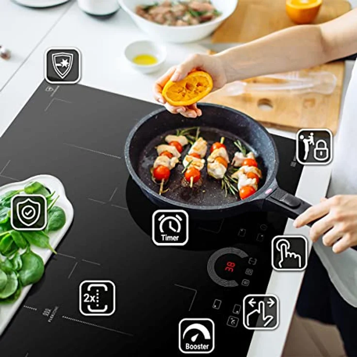 Autarkes Herdset: 60cm Einbaubackofen EB8016ED + 59cm Induktionskochfeld IH85904FZ | Katalyse | Drehspieß | Pizzafunktion | Grill | Heißluft | Teleskopauszüge | Automatik-Timer | SET8016IH594FZ - Preisvergleich – Bild 5