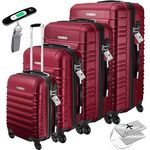 KESSER® 4tlg. Hartschalenkofferset Hartschalenkoffer Reisekoffer Set Reisekofferset Trolley Koffer Inkl. Kofferwaage + Gepäckanhänger Rollkoffer Schloss 4 Rollen ABS-Hartschale Teleskopgriff S-M-L-XL
