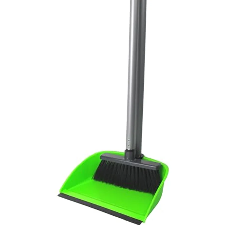 Centi Stehkehrgarnitur, Kehrschaufelset mit ergonomischem langen Stiel und Gummilippe, ideal für Haushalt und Büro – Bild 2
