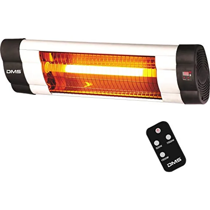 DMS® Infrarotstrahler 2500 Watt Heizstrahler Terrassenstrahler Wärmestrahler Innen- und Außenbereich Fernbedienung Timer Wandhalterung Heizkörper 3 Heizstufen