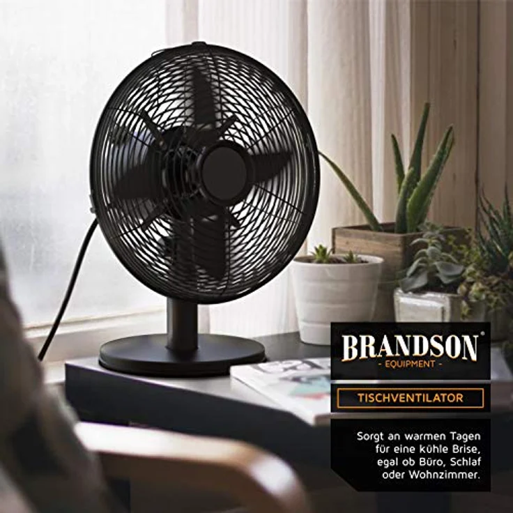 Brandson Tischventilator Design Retro - Ventilator mit 3 Geschwindigkeitsstufen - mobiler Lüfter - – Bild 6