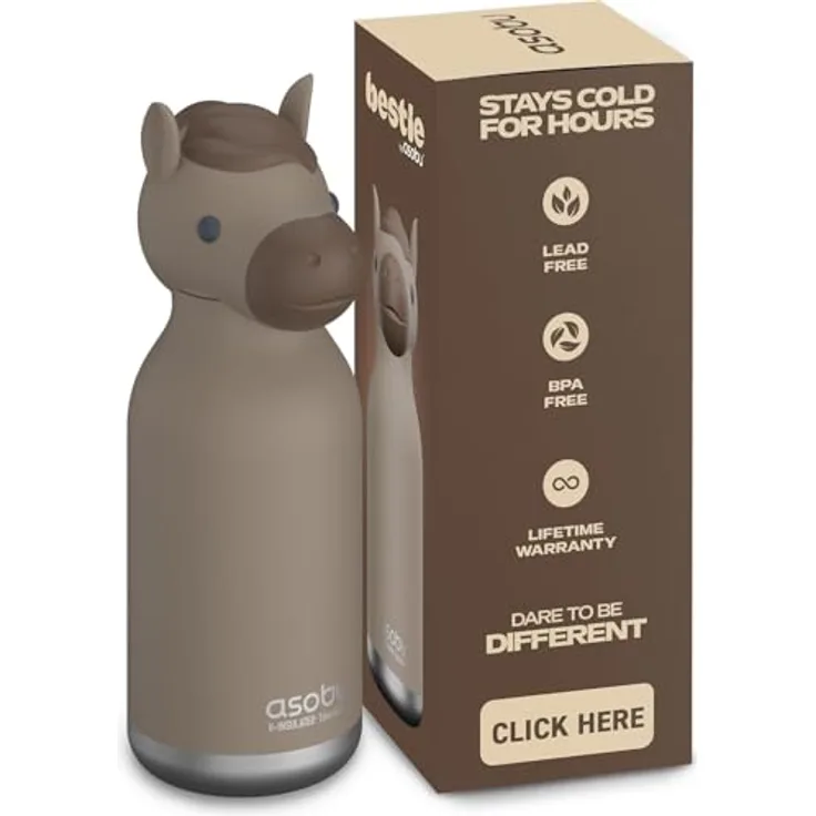 ASOBU Bestie Bottle, Thermoskanne aus doppelwandigem Edelstahl, BPA-frei, auslaufsicher, hält Getränke lange heiß oder kalt