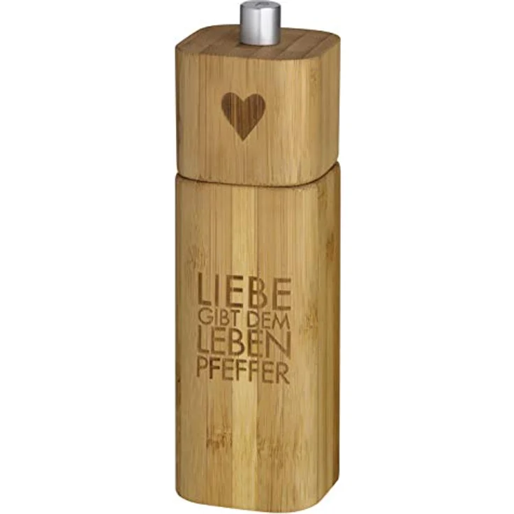 Räder Salzmühle GLÜCK und Pfeffermühle LIEBE Bambus 2er Set – Bild 4