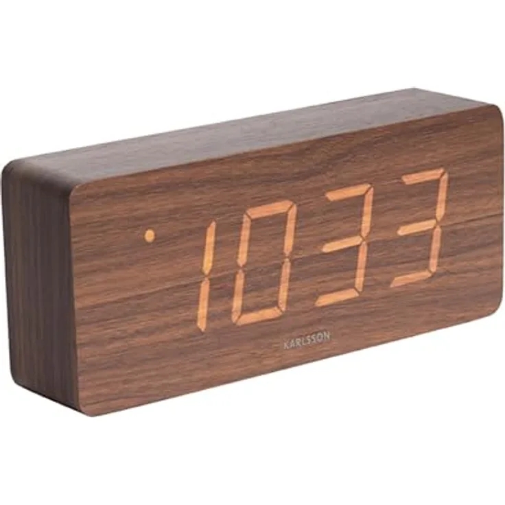Karlsson Wecker Tube, Dunkles Holzfurnier mit weißer LED Anzeige, 21x9x4,5cm, rechteckig für Schlafzimmer und Büro
