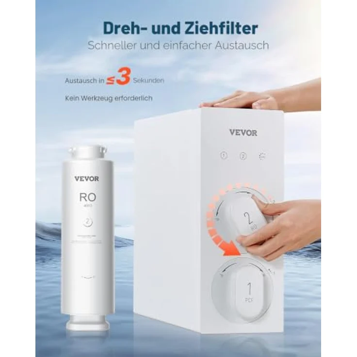 VEVOR Umkehrosmosesystem Ersatz 400 GPD, 9-stufiger Wasserfilter für SS-002, reduziert Blei, Chlor und Rost, langlebig für 24 Monate – Bild 5