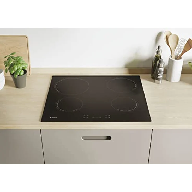Candy Idea CH64CCB 4U2 Glaskeramik-Kochfeld, 4 Feuer, 60 cm, 10 Leistungsstufen, 6,5 kW, Zentralsteuerung, Heizanzeige, Sicherheitsschloss, Warnung bei Überhitzung und Verschütten, Schwarz – Bild 3