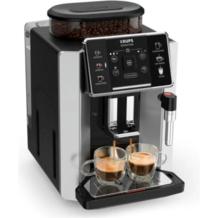 Krups EA910E Sensation, Kaffeevollautomat in Schwarz und Silber, 15 bar Pumpendruck, integriertes Mahlwerk, 1,7 Liter Wassertank – Bild 2