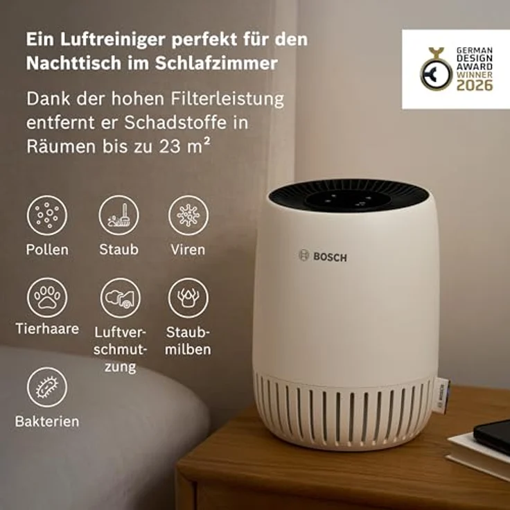 Bosch Luftreiniger Air 500, HEPA-Filter für Räume bis 42 m², kompaktes Design mit USB-C-Ladeanschluss – Bild 3