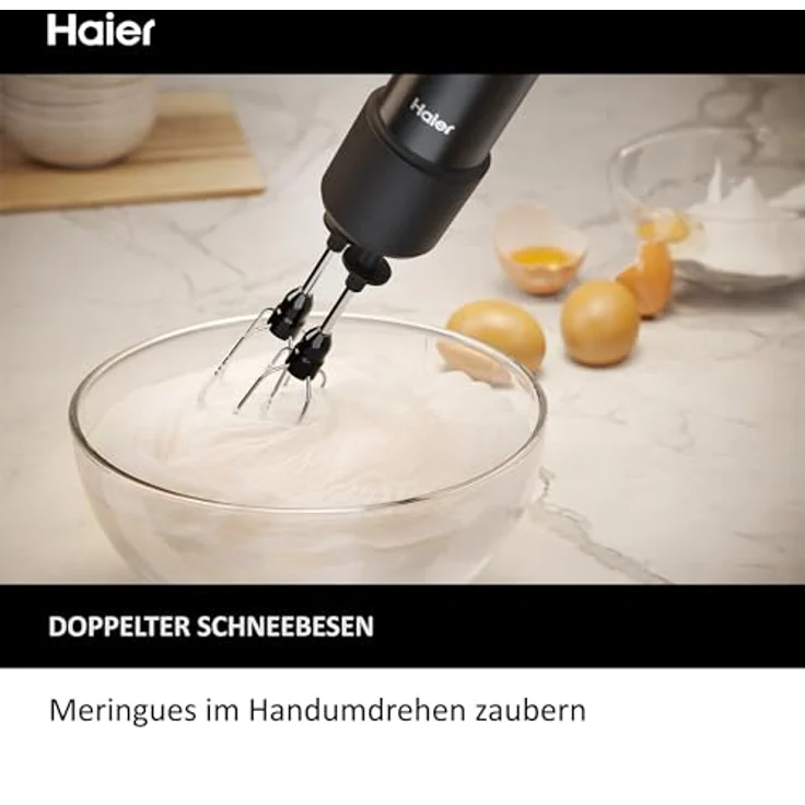 Haier I-Master 5 Serie Immersionsmixer, Stabmixer mit 3 scharfen Klingen, 2 Rührbesen und Zerkleinerer, Schwarz – Bild 5