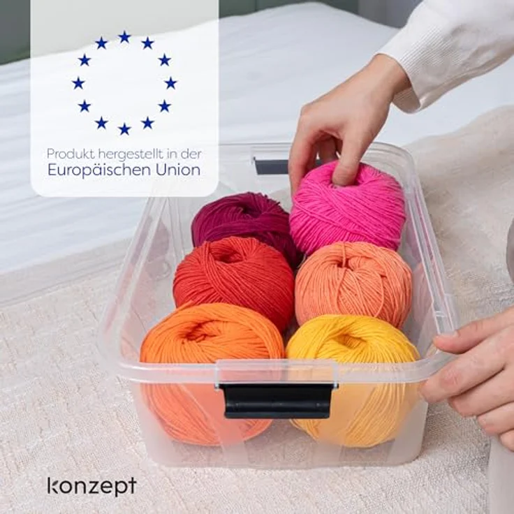 KONZEPT Aufbewahrungsbox 7L mit Deckel, BPA-frei, stabiler Verschluss, stapelbar, transparent – Bild 5