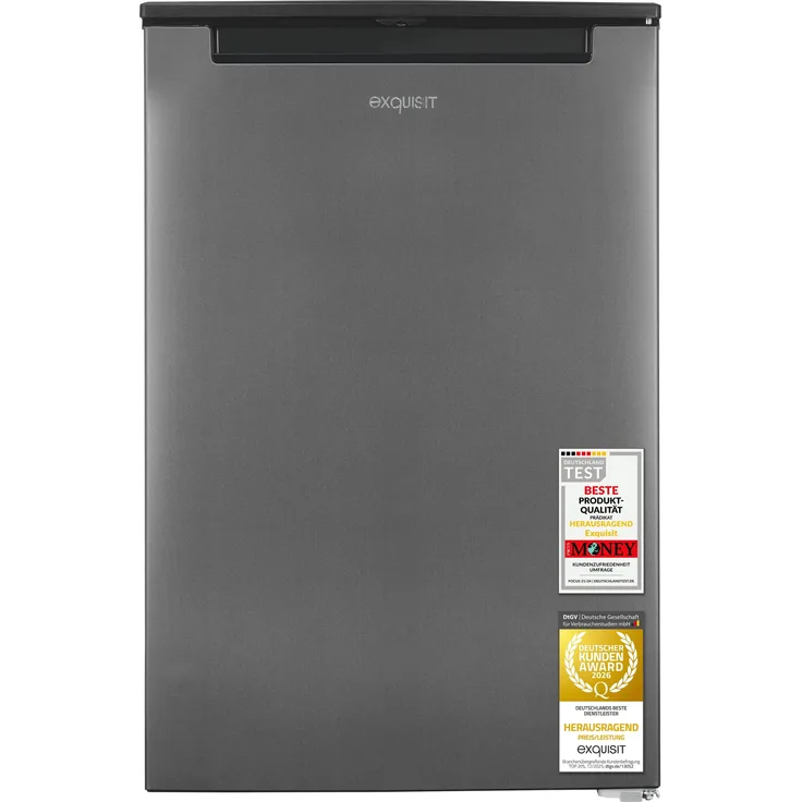Exquisit Gefrierschrank GS81-040B inoxlook-az, 87 l Nutzinhalt, Energieeffizienzklasse B, 37 dB, 3 Gefrierschubladen, 4-Sterne-Gefrierteil