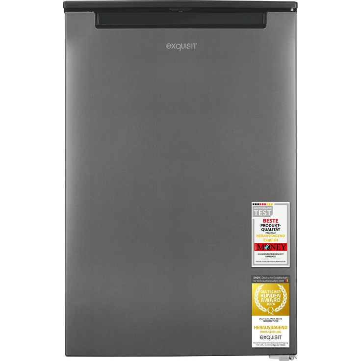 Exquisit Gefrierschrank GS81-040B inoxlook-az, 87 l Nutzinhalt, Energieeffizienzklasse B, 37 dB, 3 Gefrierschubladen, 4-Sterne-Gefrierteil