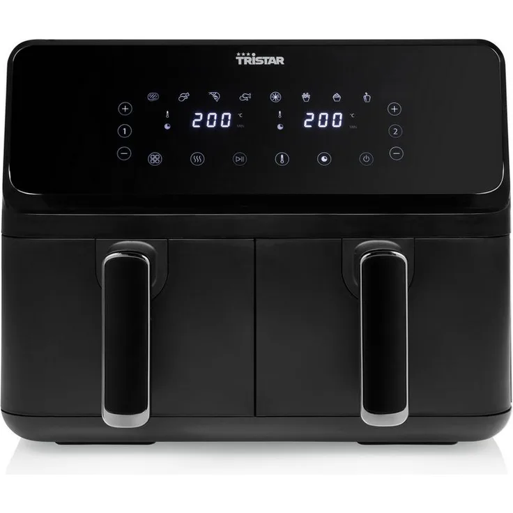 Tristar FR-9026 Doppelkorb-Heißluftfritteuse, 8 Liter, 2700 Watt, schwarz