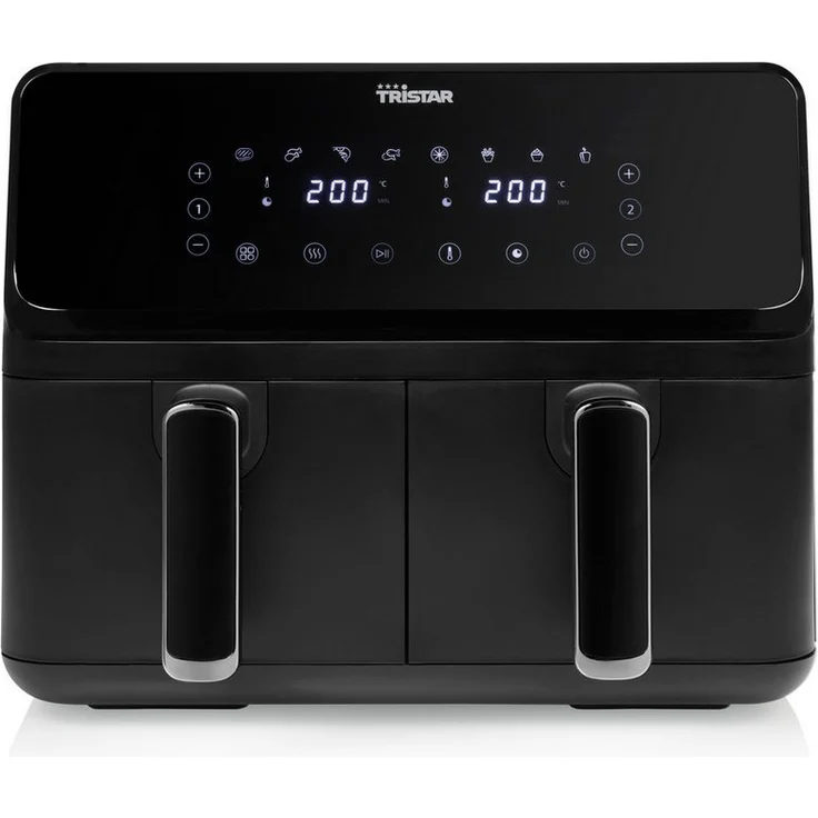 Tristar FR-9026 Doppelkorb-Heißluftfritteuse, 8 Liter, 2700 Watt, schwarz