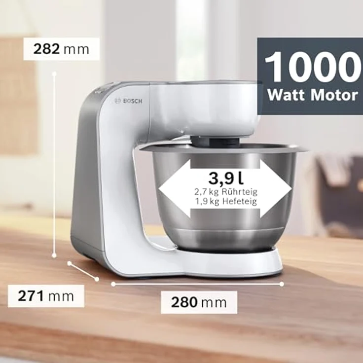 BOSCH Küchenmaschine MUM58200, 1000 W, 5,6 l Schüssel, Weiß, mit 7 Geschwindigkeitsstufen – Bild 2