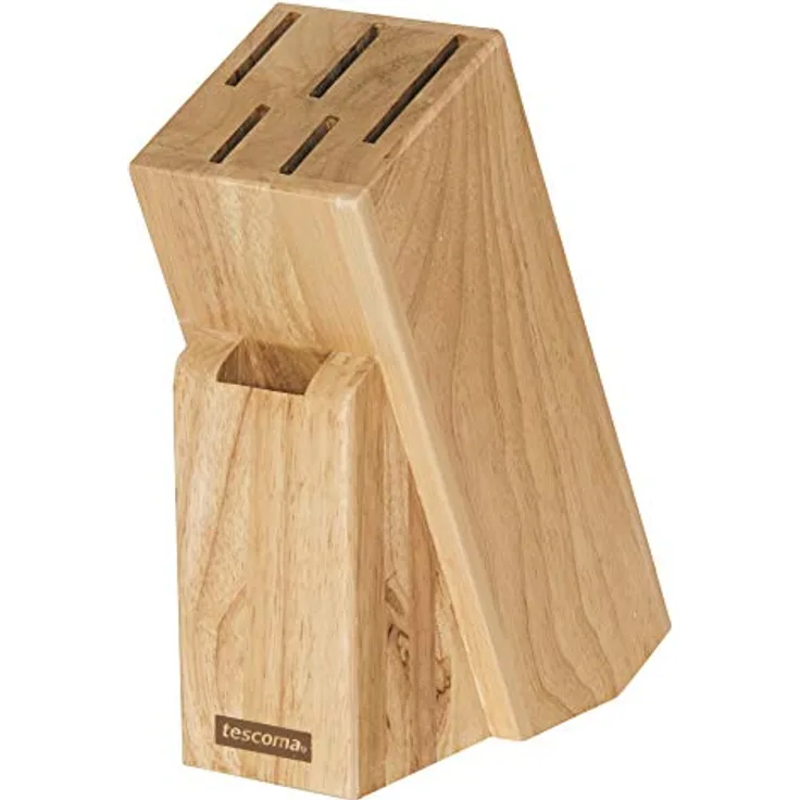 Tescoma Messer-und Scherenblock aus Holz, beige, 16 x 8 x 21 cm - Übersichtliche Aufbewahrung für Kochmesser und Schere