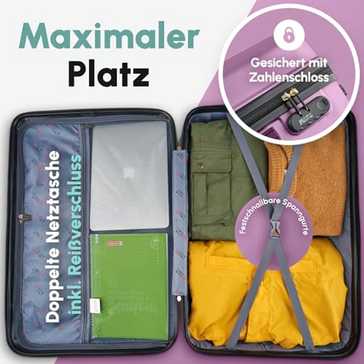 Easy Move ABS Hartschalenkoffer ERGONOMISCH & SICHER - Lila, Set – Bild 4