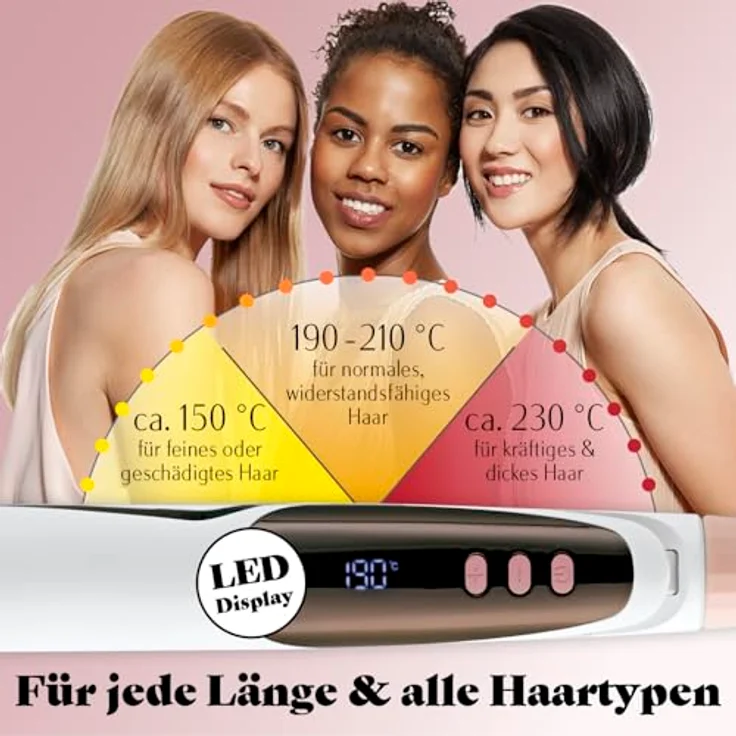 VITALmaxx Profi Hair Styler | 3in1 Lockenstab, Glätteisen & Welleneisen mit LED Display | Temperaturen von 150-230 °C | 360° Drehgelenk & 1,8 m langes Kabel | Ersetzt Lockenwickler – Bild 3