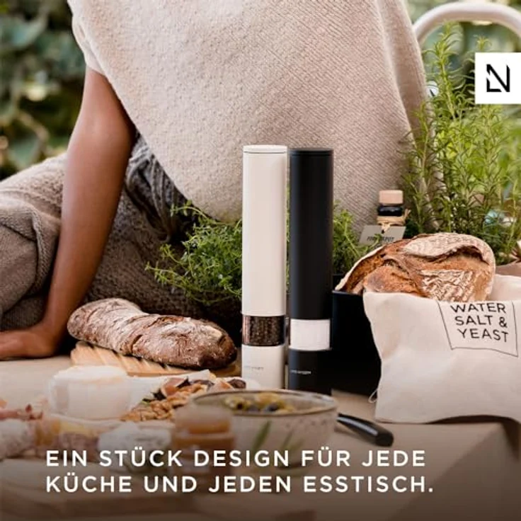 LARS NYSØM Salz Pfeffer Mühle Manuell groß (28,8cm) mit einstellbarem Keramik-Mahlwerk von grob bis fein I Design Gewürzmühle (1 Stück) (Buttercream) – Bild 5