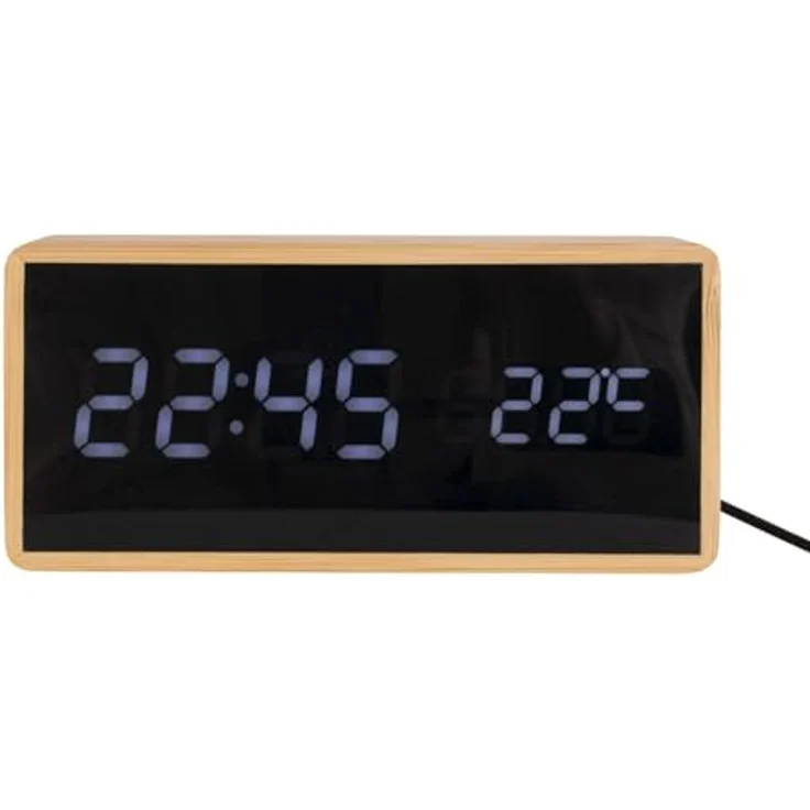 Karlsson Wecker Tube, Rechteckiger Wecker aus Bambus mit digitaler LED-Anzeige, 14,8x7x4,2cm – Bild 4