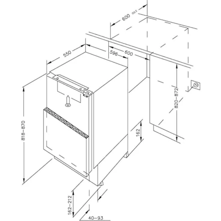 Amica UVKSS 351 911, Unterbau-Kühlschrank mit 135 l Kühlvolumen, integrierbar, Festtür, LED-Innenbeleuchtung, 35 dB Geräuschpegel – Bild 5