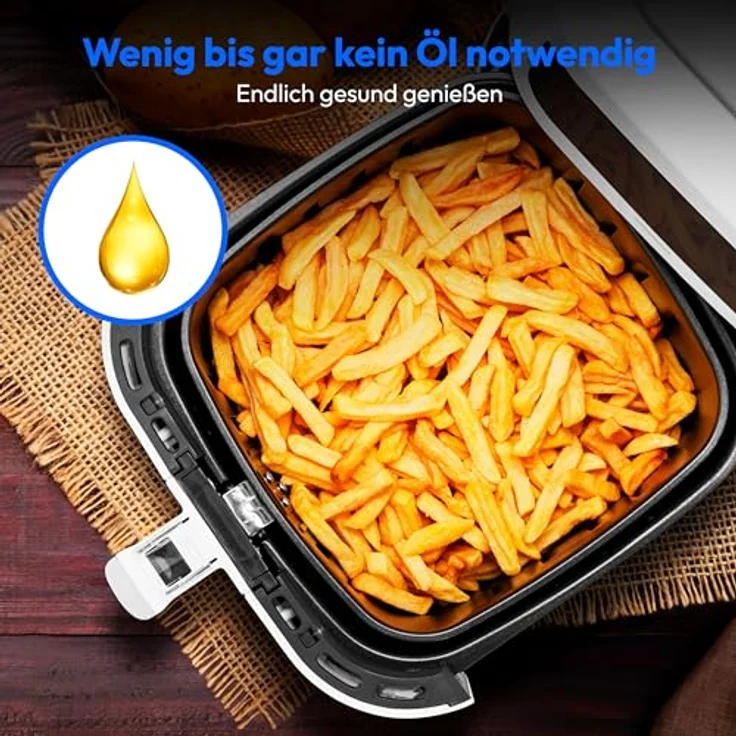 MEDION E40 XL Heißluftfritteuse MD11740, 5,2 Liter, 2.150 Watt, 9 Automatikprogramme, ölfreies Frittieren, Touch Bedienfeld, LED Anzeige, matt – Bild 4