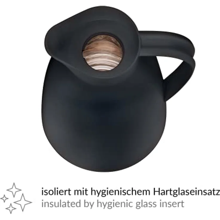alfi 0825.020.100 Isolierkanne, Kunststoff gefrostet Schwarz 1,0 l, 12 Stunden heiß, 24 Stunden kalt – Bild 3
