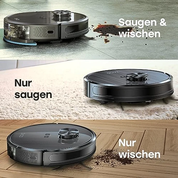 ZACO A10 Pro Saugroboter mit Wischfunktion, 2,5l Absaugstation bis 60 Tage, Lasernavigation, 3000Pa, 2in1 Saug und Wischroboter für Tierhaare, 150m², Raumerkennung, Teppicherkennung, leise, App, Alexa – Bild 5