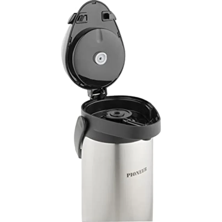 Pioneer Flasks Edelstahl-Kanne mit Hebelfunktion, Airpot, Flasche für heißes, kaltes Wasser, Tee, Kaffee, Konferenz, Veranstaltung, 1,9 Liter, Silber (SS19HC) – Bild 2