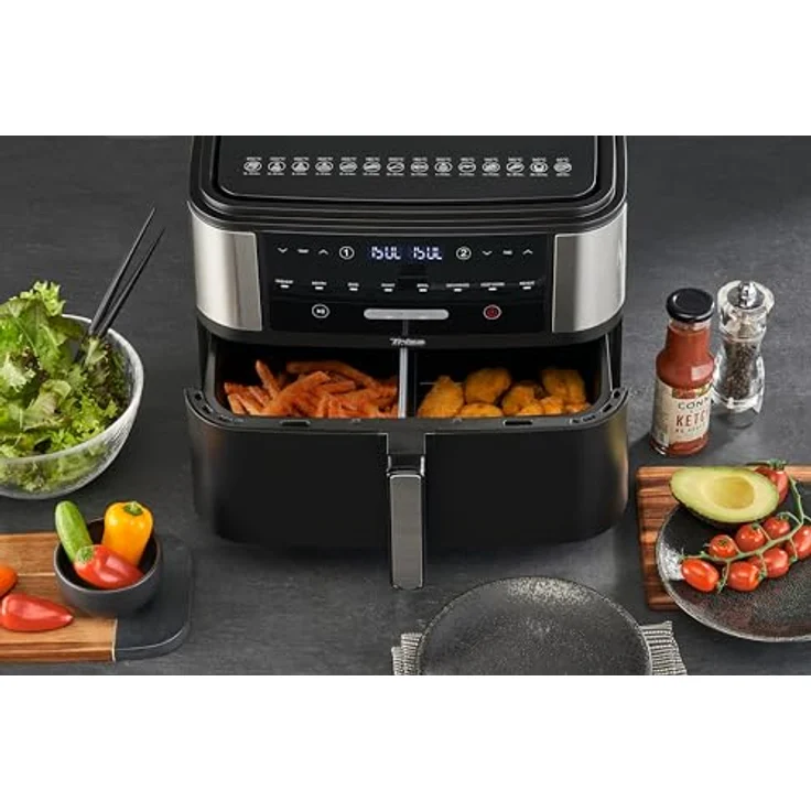 Trisa Fritteuse Trisa Crunchy Fry Pro Heißluft-Fritteuse 2400 W Schwarz, 2400 W - Zeitlich abgestimmtes Frittieren, 10 Liter Füllmenge, Touch Display, regulierbare Temperatur – Bild 5