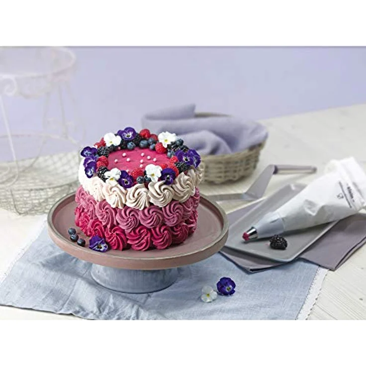 Kaiser Inspiration Spritzbeutel Set 5-teilig, wiederverwendbarer Spritzbeutel mit Tüllen, Adapter, 3 Spritztüllen, kochfest, Schneidehilfslinie – Bild 2