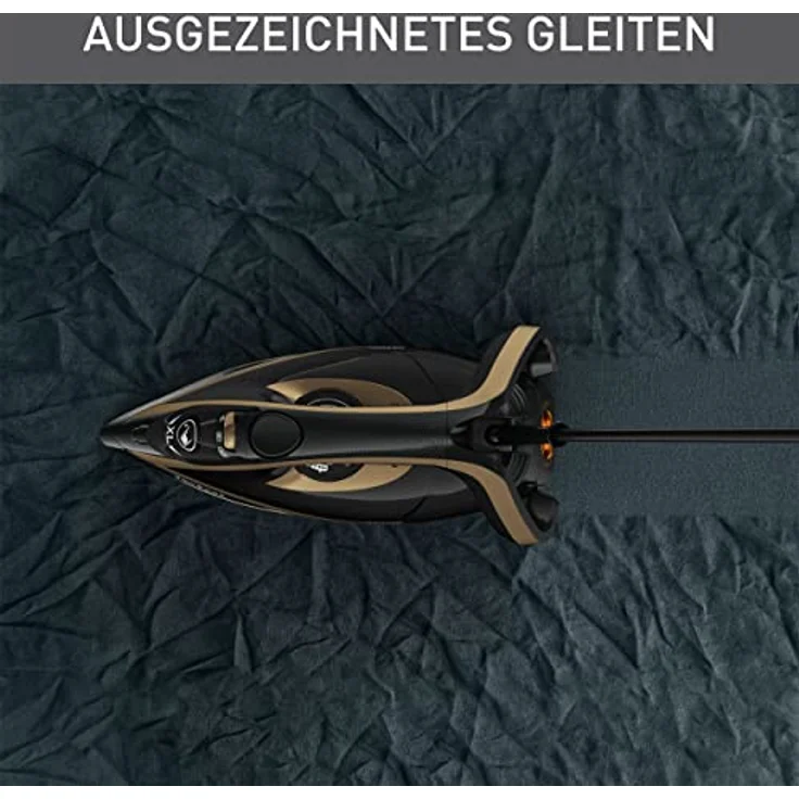 Tefal FV8064 Puregliss Dampfbügeleisen | 3000 Watt | 280 g/Min. Dampfstoß | 0-50 g/Min. variabler Dampf | Vertikaldampf | Durilium AirGlide Autoclean Bügelsohle | Micro-Calc-Filter | Schwarz/Gold – Bild 5