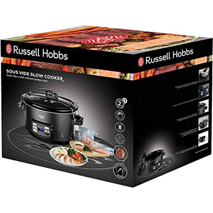 Russell Hobbs 25630-56 3in1 Multikocher, Sous Vide Garer, Slow Cooker, Schongarer, Bräter mit Kerntemperatursensor, 350 Watt, spülmaschinengeeigneter 6,5l Keramik-Gartopf, digitales Display, Temperaturanzeige, Timer – Bild 2