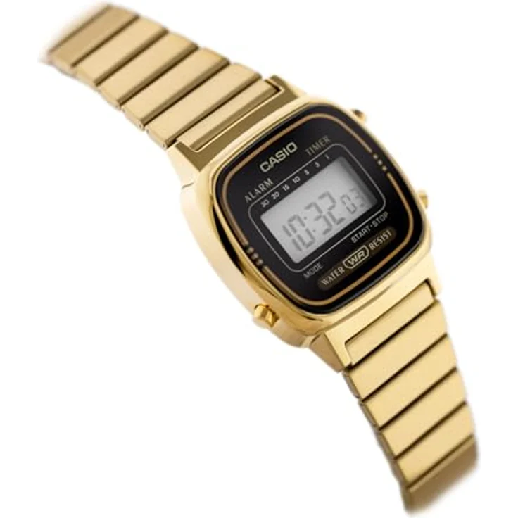 Casio LA-670WG-1 Damen-Armbanduhr, Quarz, digitale Anzeige, vergoldetes Zifferblatt, vergoldetes Metallarmband, wasserdicht bis 1 ATM – Bild 3